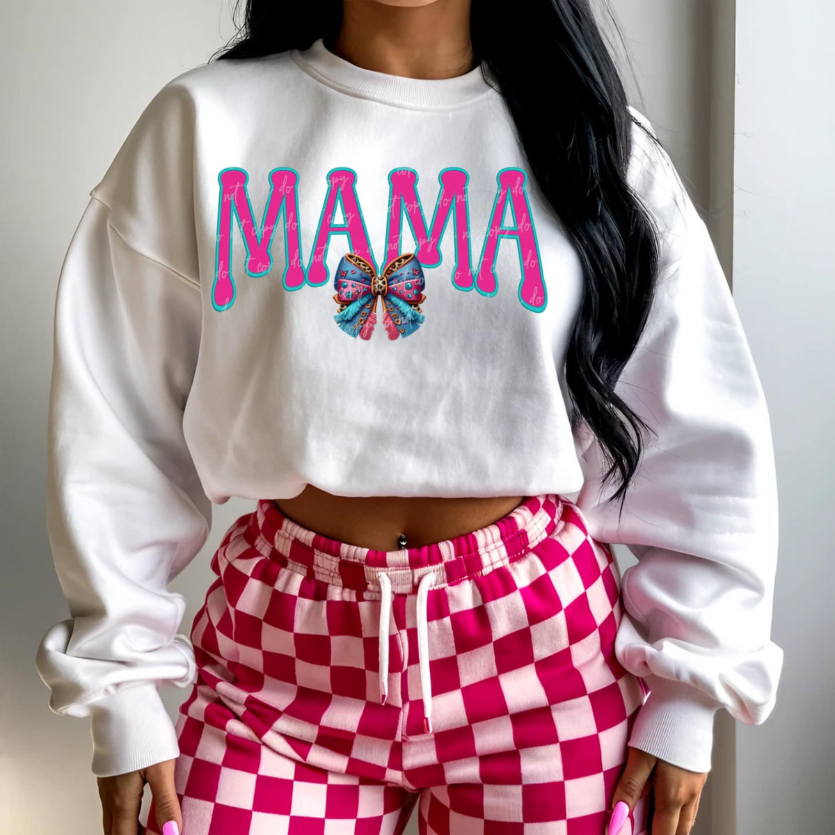 Mama pink font with bow (VIRGO) 90664 DTF transfer