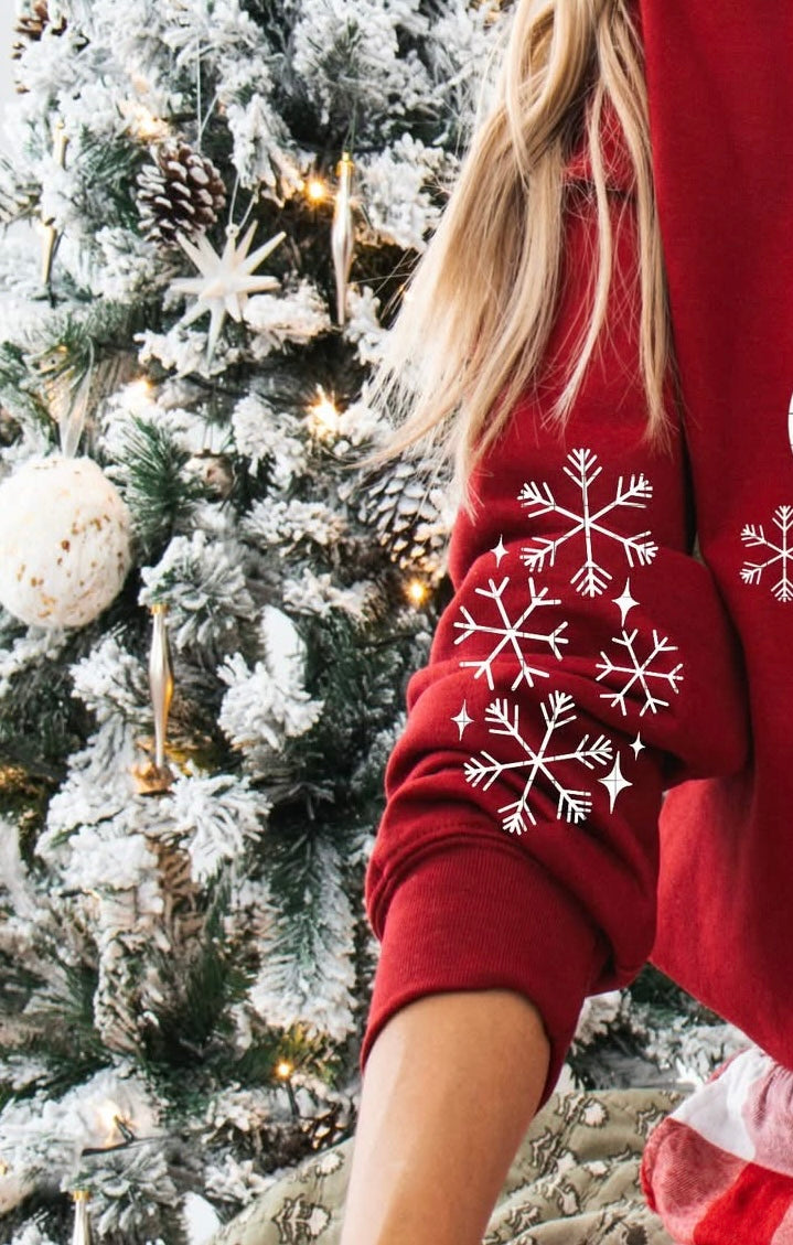 Snowflake sleeve white (Linda) DTF Transfer