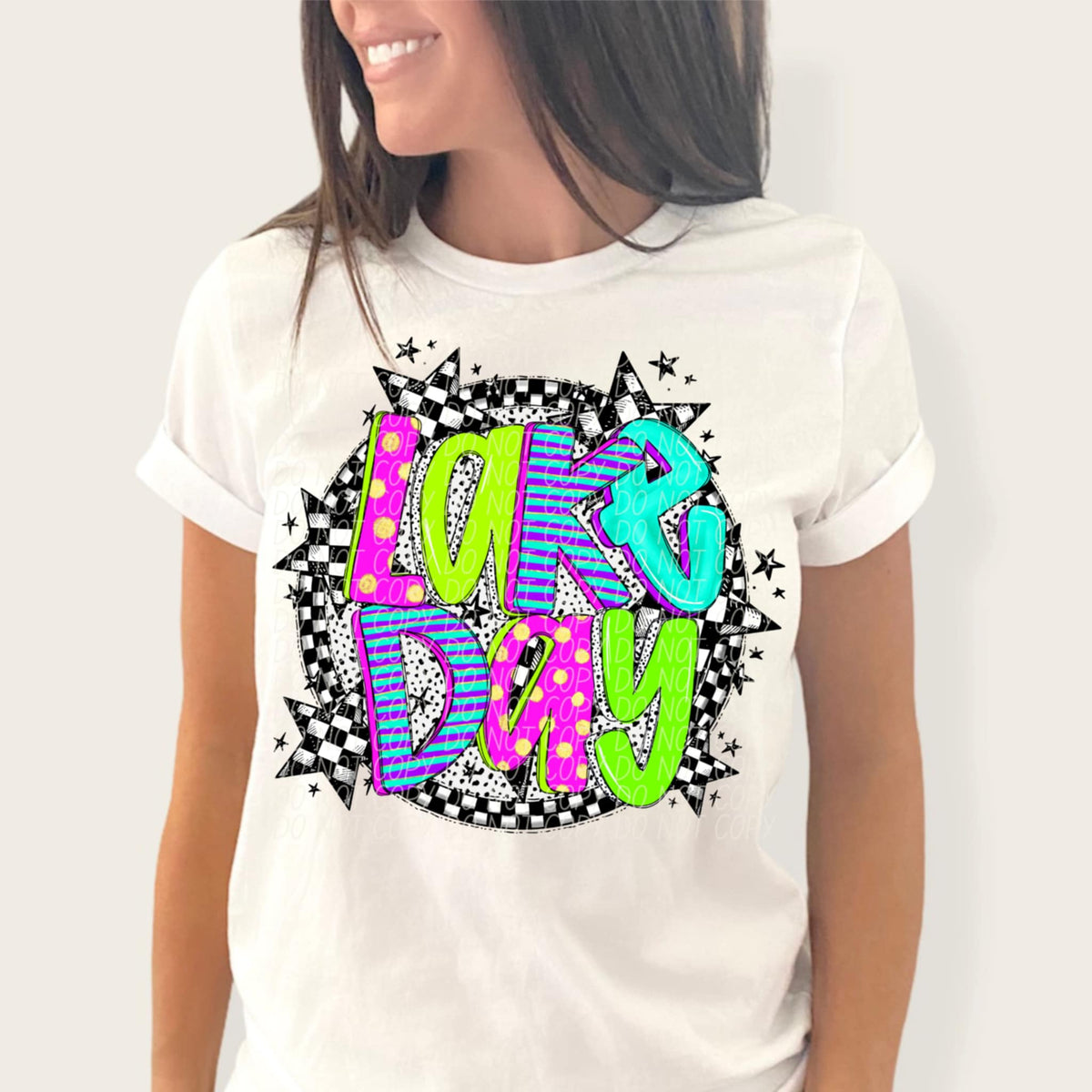 Lake day neon font circle (CITY) 91308 DTF transfer