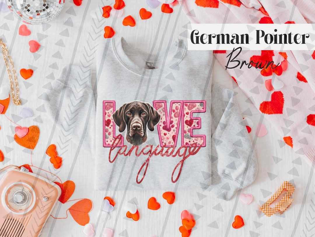 Love language brown German pointer 75835 DTF transfer