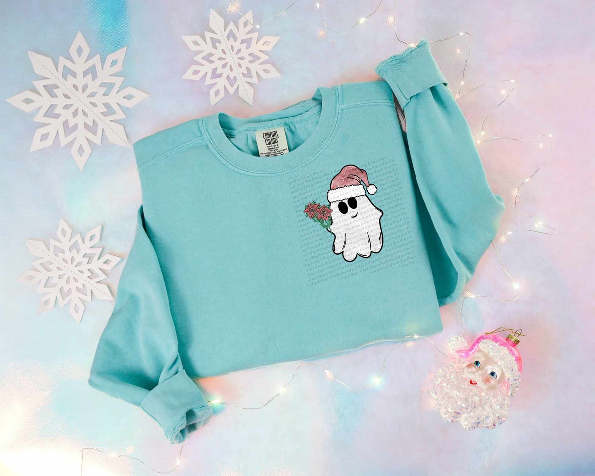 Ghost with poinsettias 62677 DTF transfer