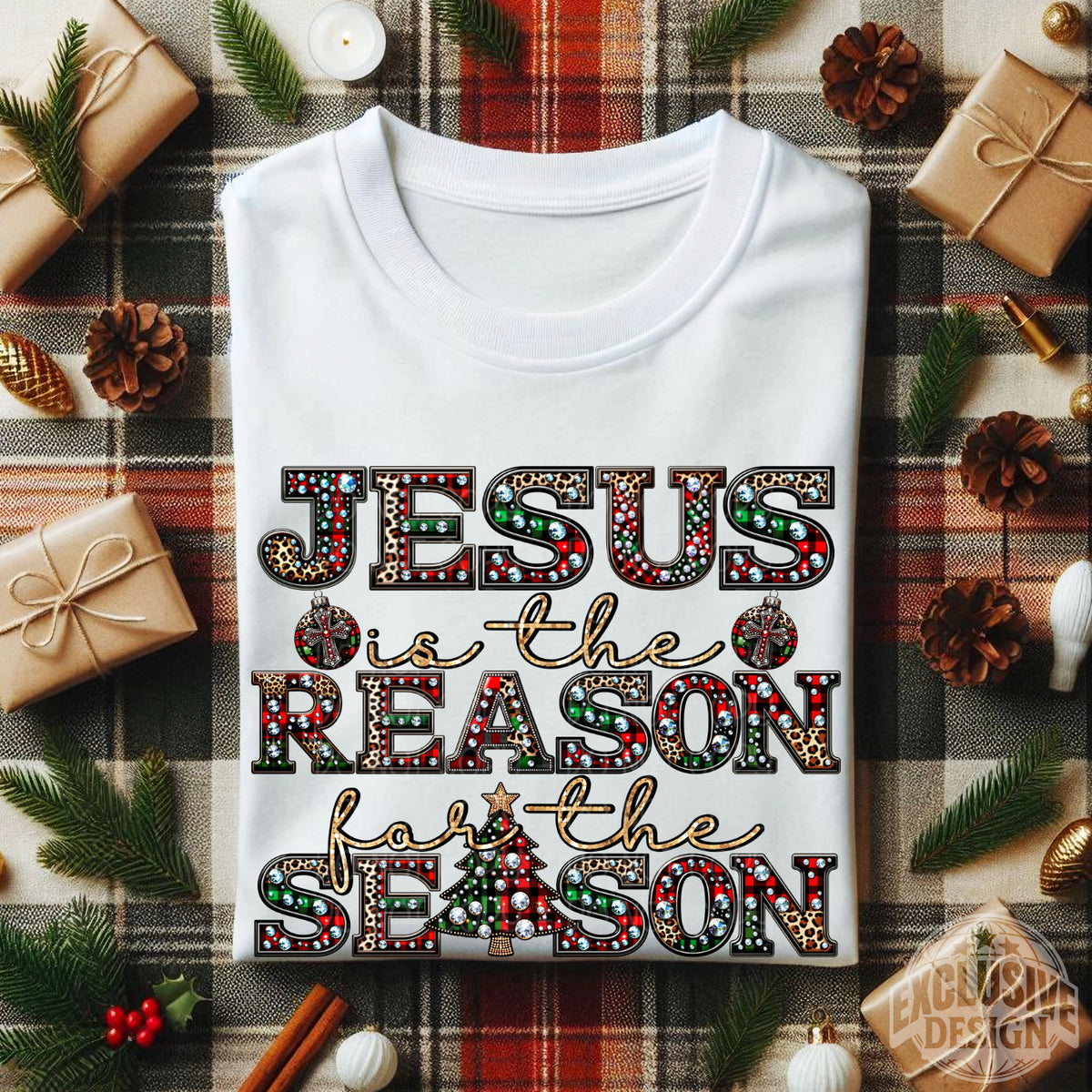 Jesus is the reason for the season rhinestone (DWS) 67437 DTF transfer