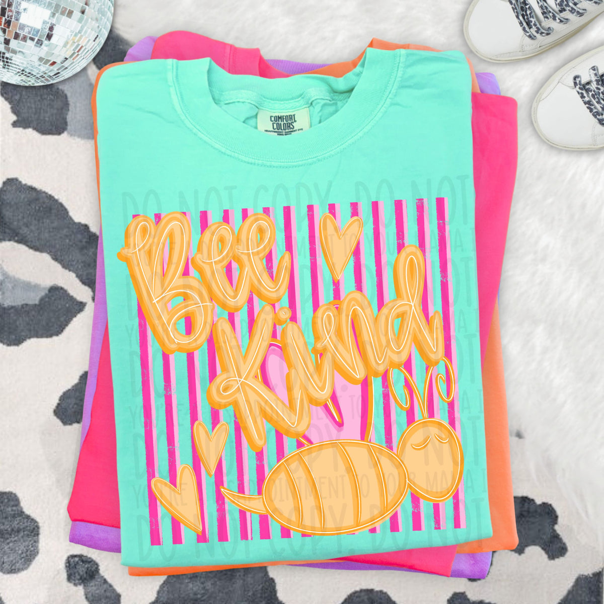 Bee kind pink stripes (SWD) DTF transfer