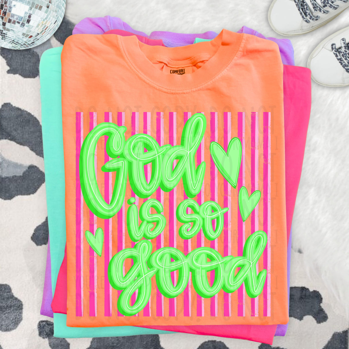 God is good pink stripes (SWD) DTF transfer