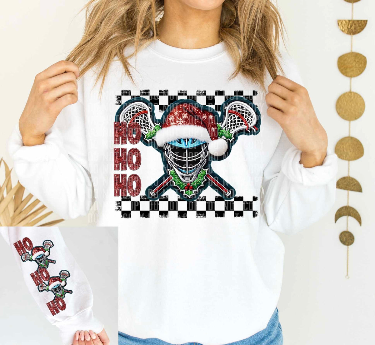 Ho ho ho lacrosse FRONT ONLY 62702 DTF transfer