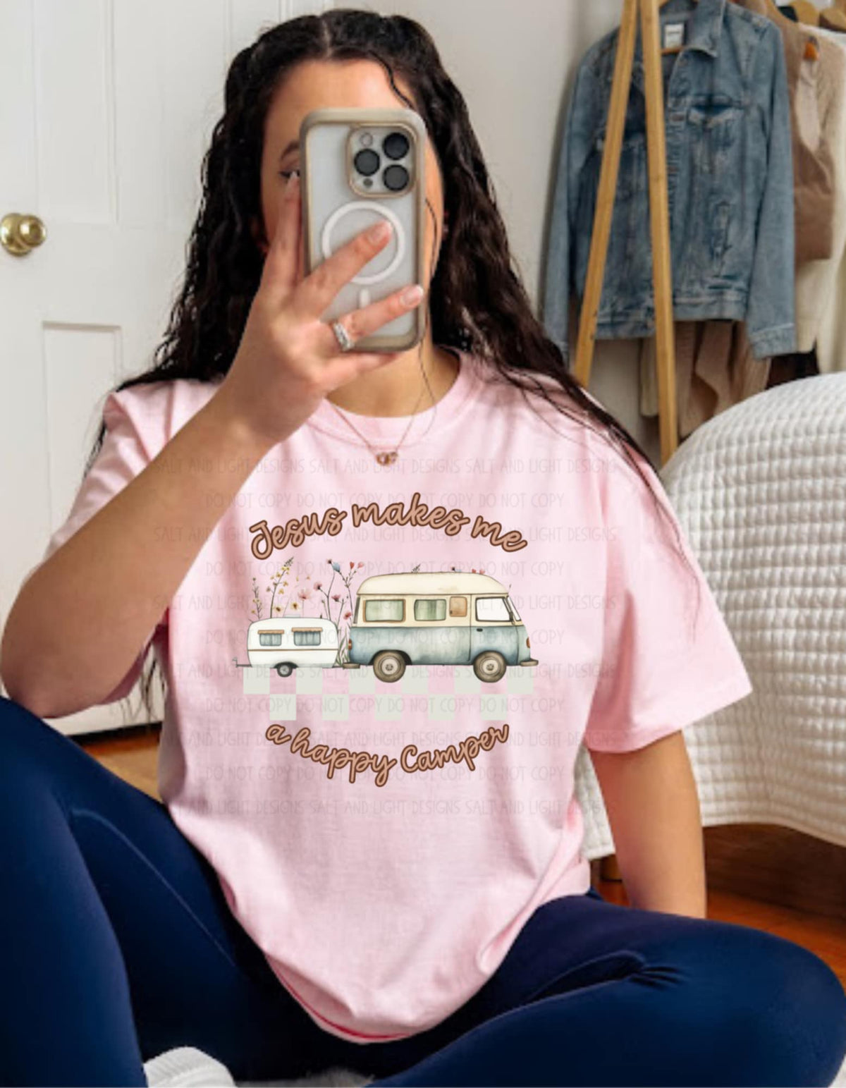 Jesus makes me a happy camper 106387 DTF transfer