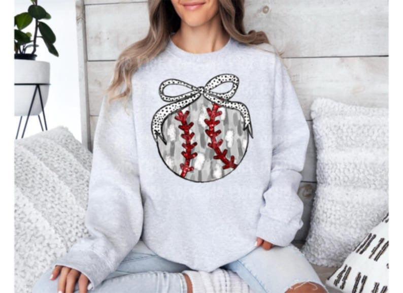 Baseball with bow 85140 DTF transfer