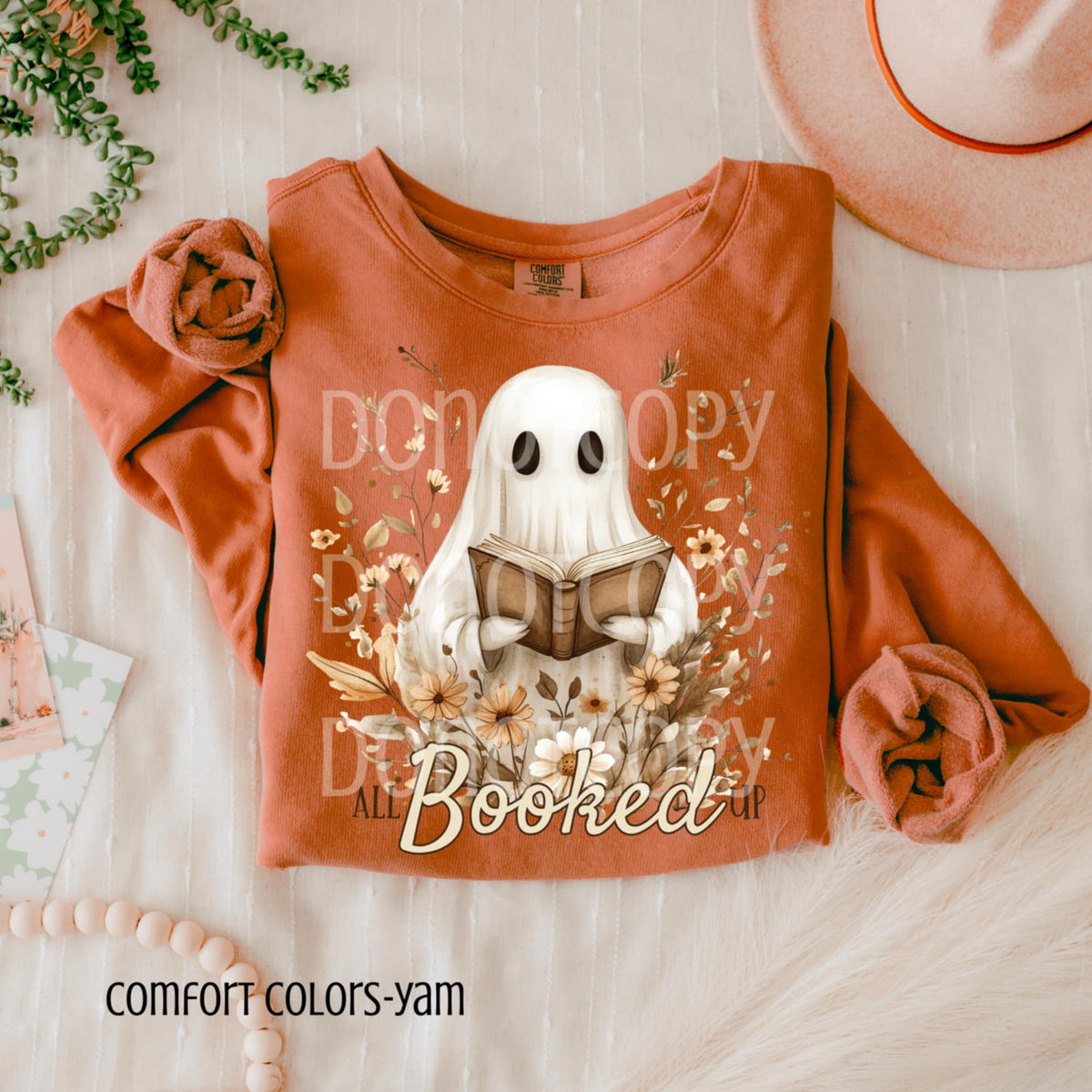 All Booked Up Floral Book Ghost CSG DTF transfer