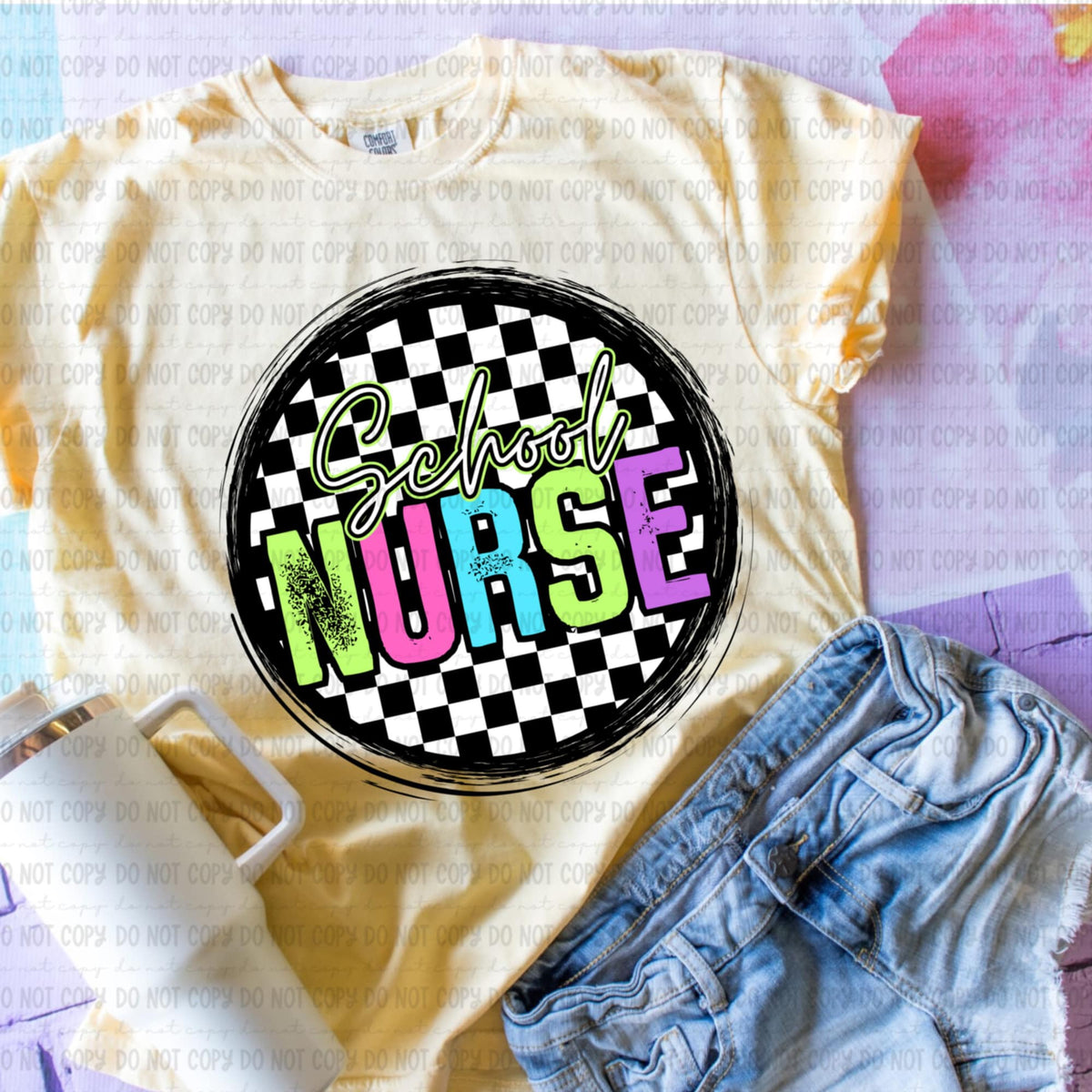 School nurse retro circle GIRL 106573 DTF transfer