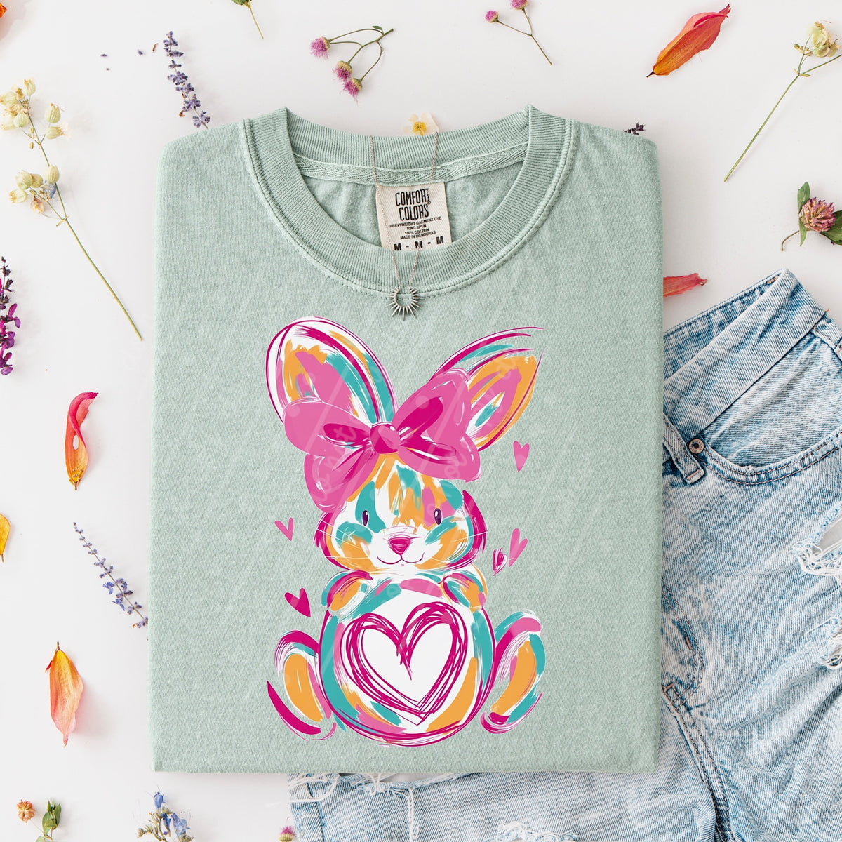 Brushstroke bunny back DTF Transfer