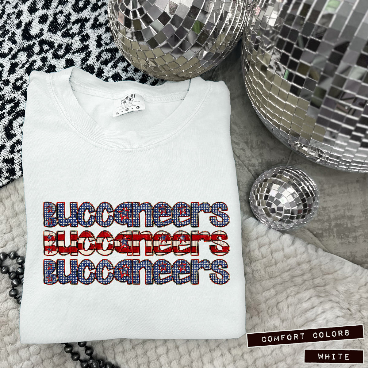 Buccaneers RWB stacked (Caplinger) DTF transfer