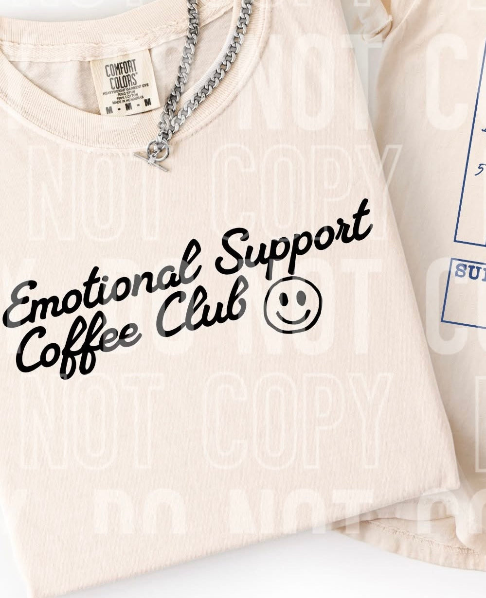 Emotional support coffee club front (SBB) DTF transfer