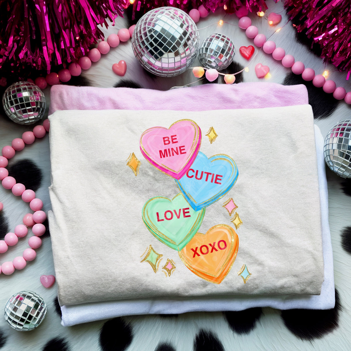 Conversation hearts stacked DTF transfer