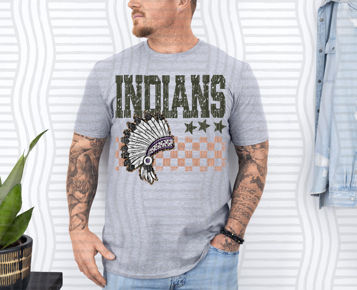 Purple Indians Tan Checker (Caplinger) DTF Transfers