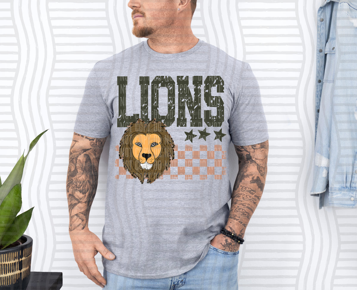 Orange Lions Tan Checker (Caplinger) DTF Transfers