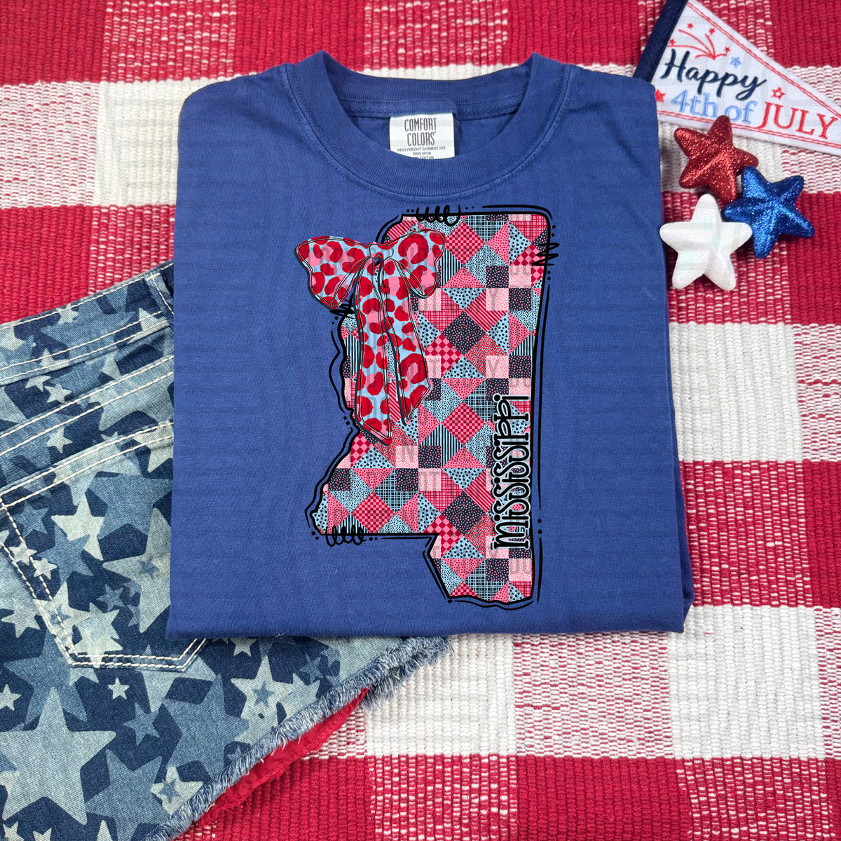 Mississippi RWB faux patchwork (Caplinger) dtf transfer