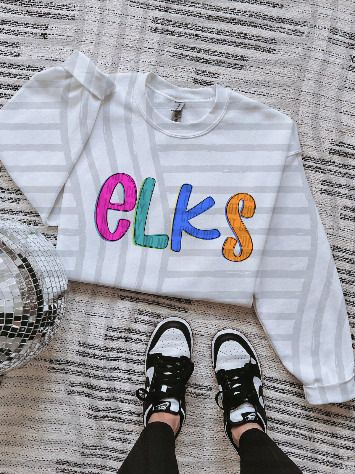 green, blue, pink and orange elks stacked (Caplinger) DTF Transfer