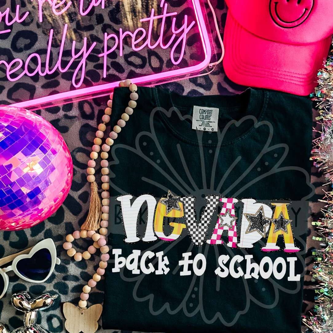 nevada back to school patterned letters (vehement) DTF Transfer