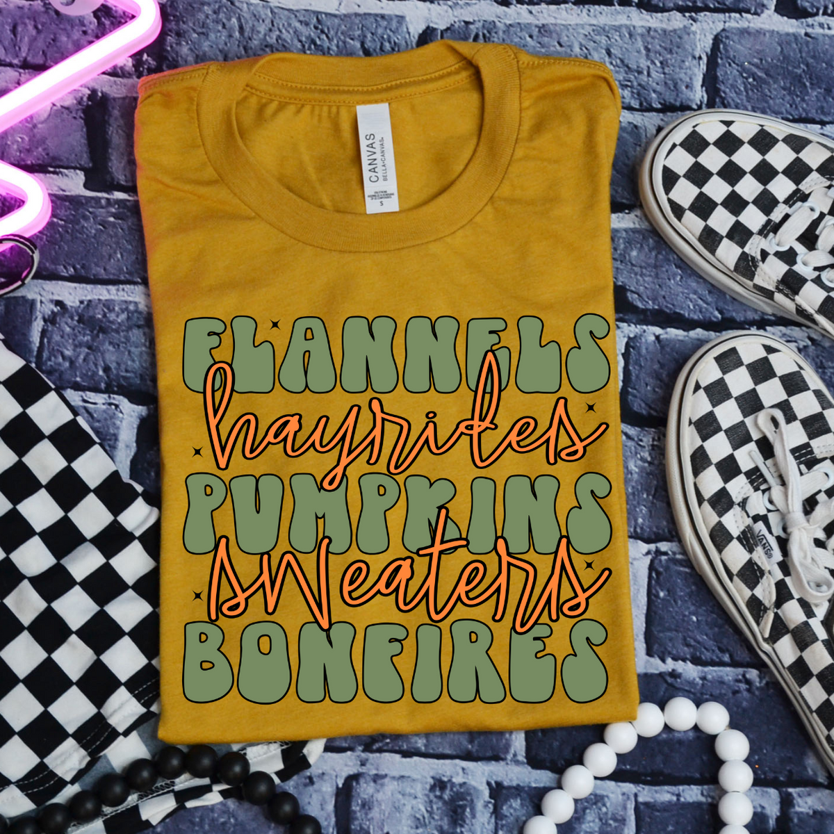 Flannels Hayrides Pumpkins Sweaters Bonfires (FDCD) DTF Transfer