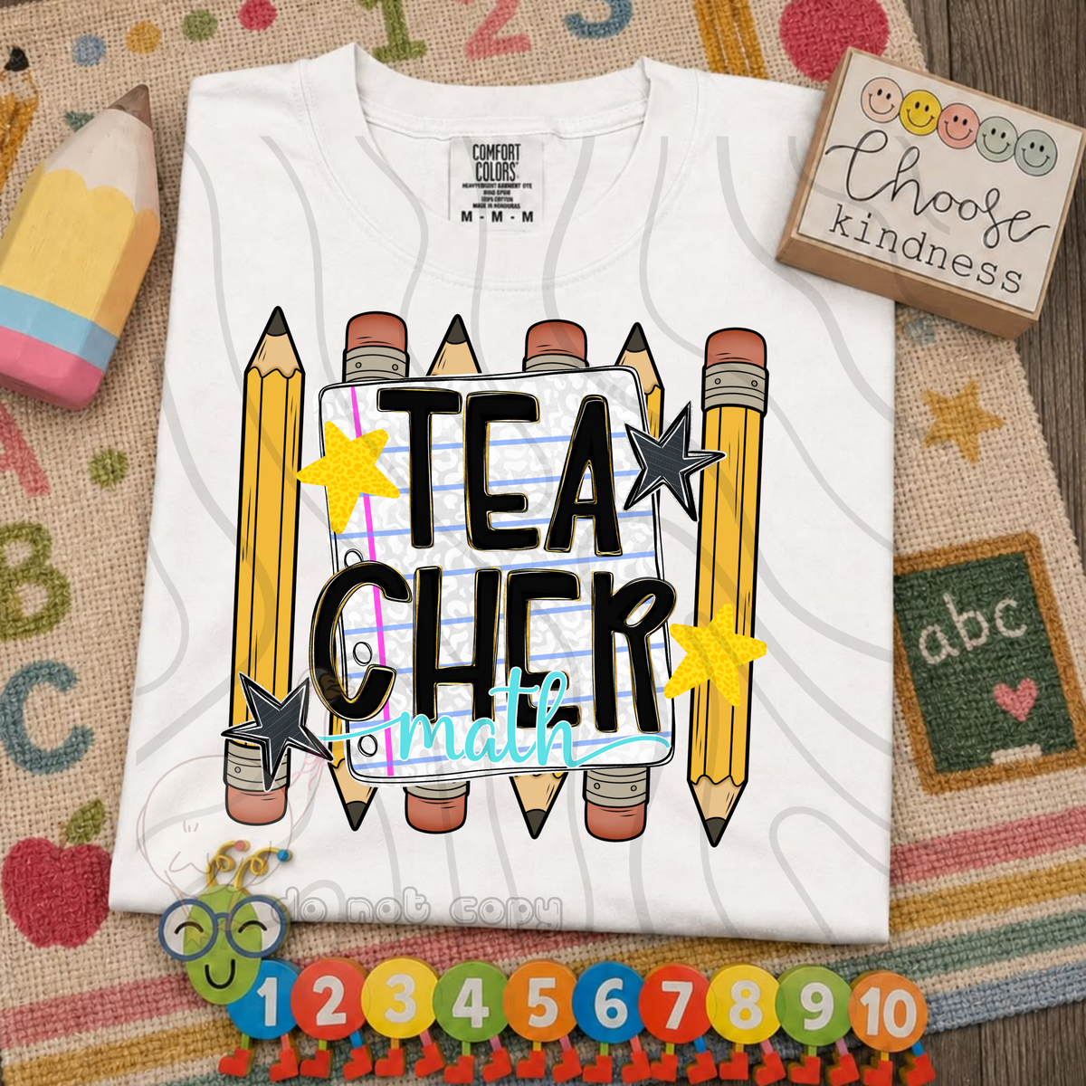 Math teacher pencil and stars (DKD) DTF transfer