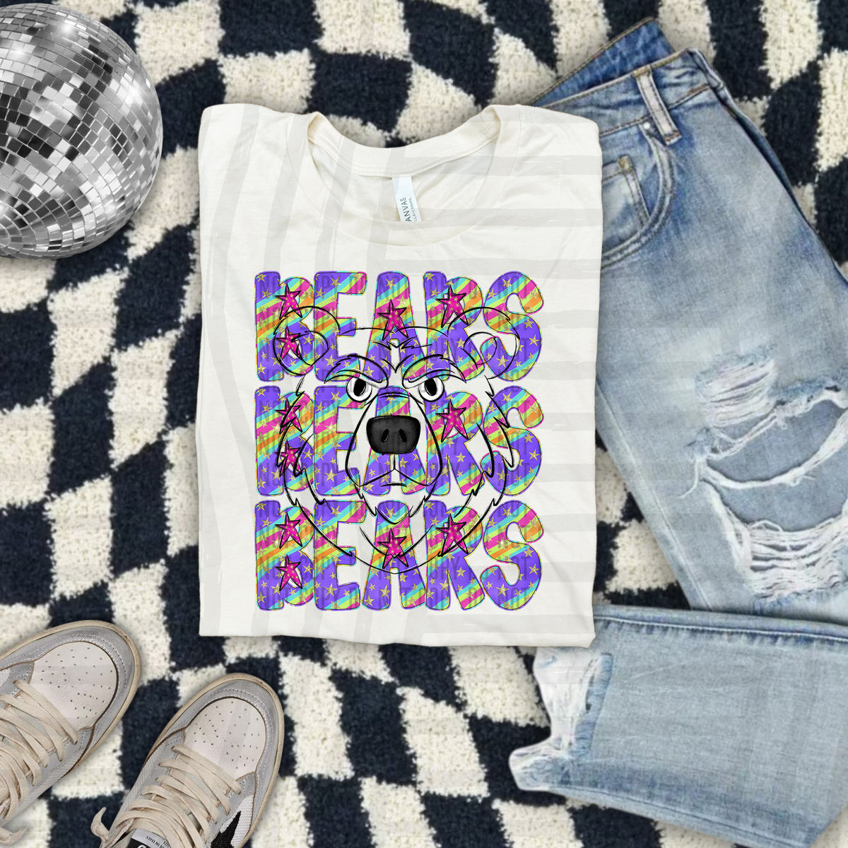 Bears Colorful Word Stacked With Stars 108565 DTF Transfer