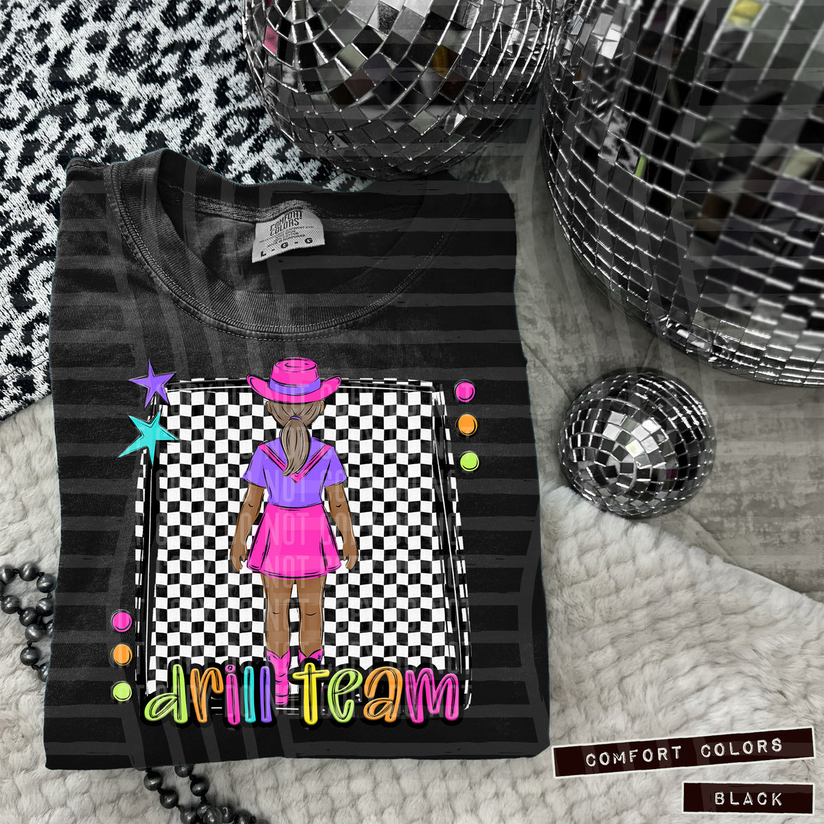 Drill team preppy colorful dark skin brown ponytail (Caplinger)