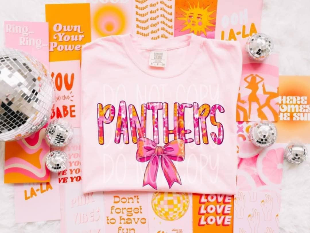 Panthers pink and orange floral (PH) 93099 DTF transfer