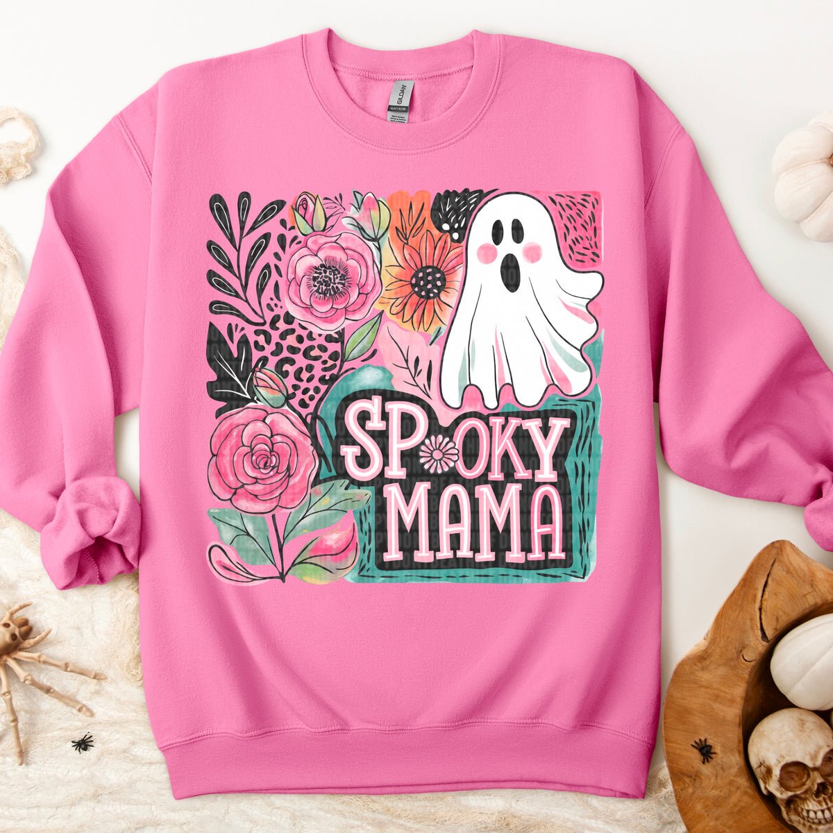 Spooky mama ghost and florals 109738 DTF transfer