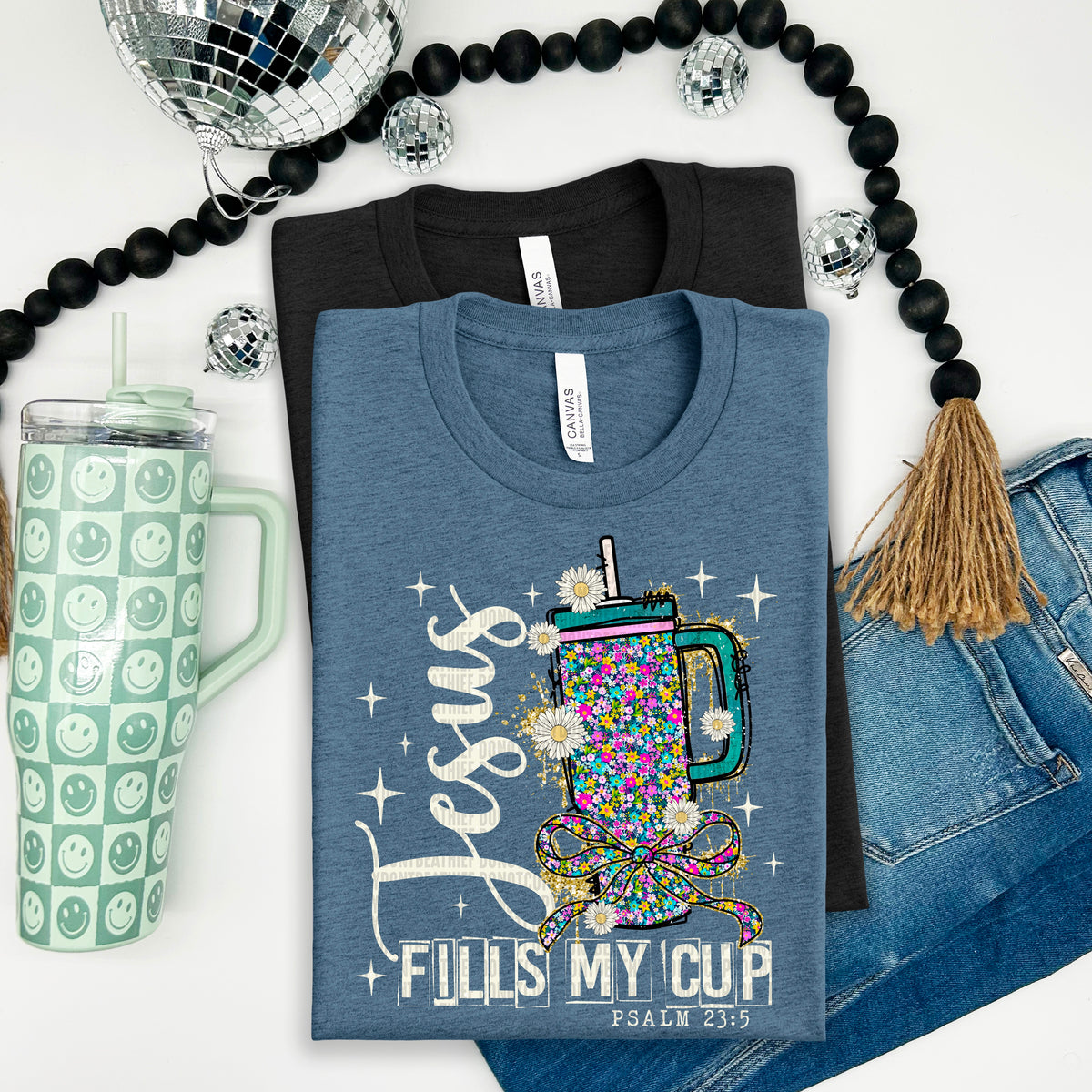 Jesus fills my cup white font 100069 DTF transfer