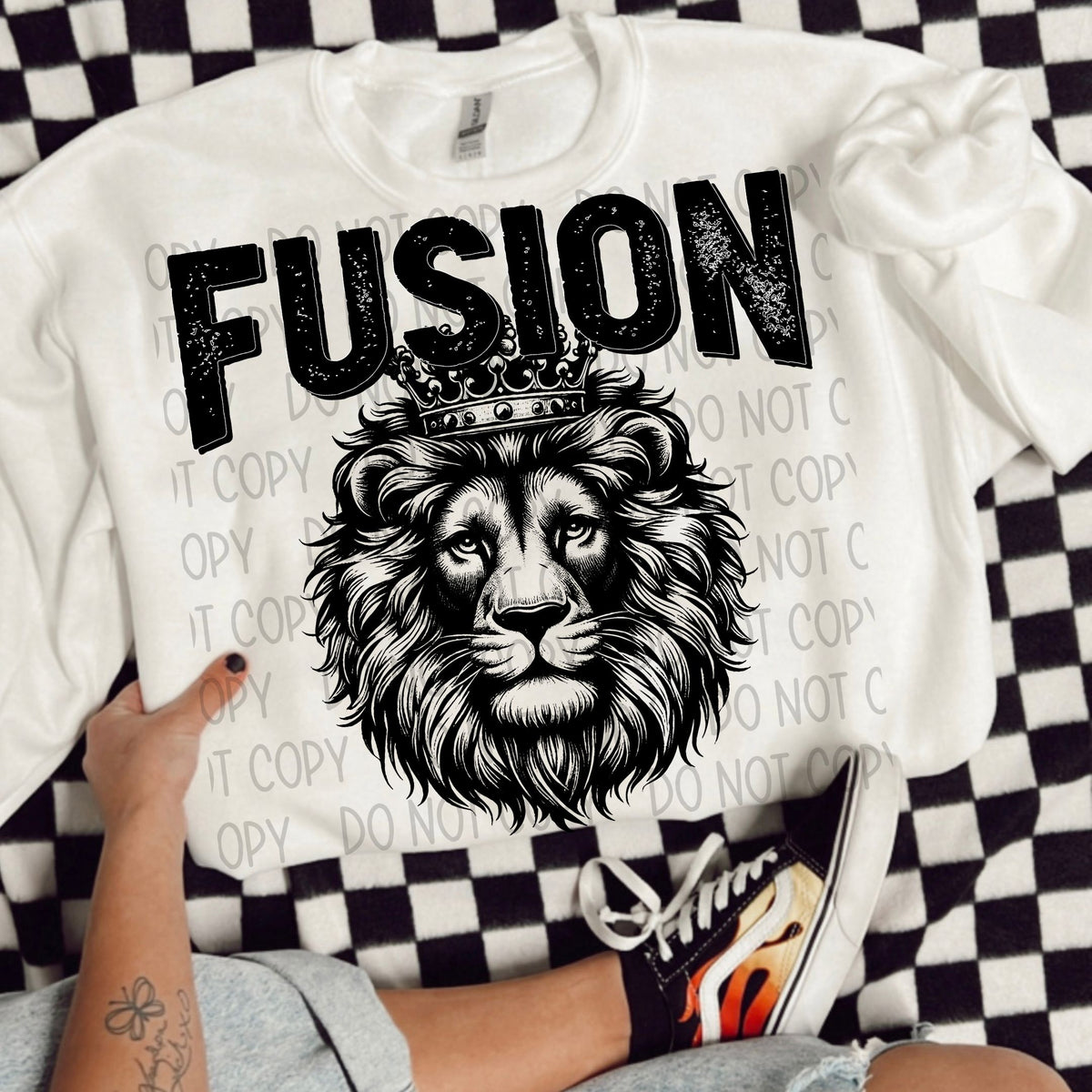Fusion black/white outline DTF transfer