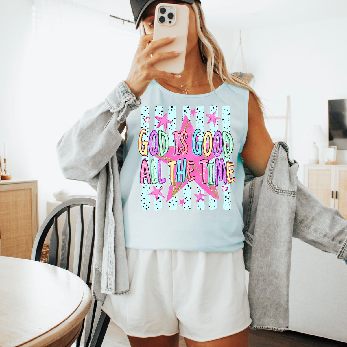 God is good pink stars Sunday Special DTF transfer