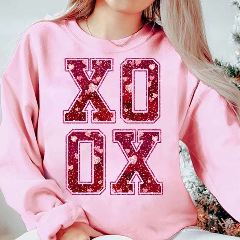 Xoxo stacked red with hearts 70775 DTF transfer