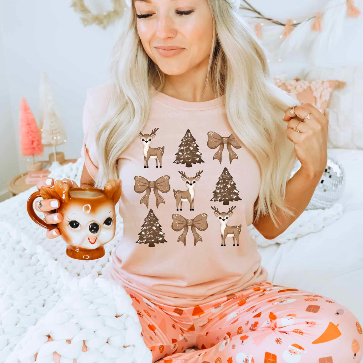 Reindeer and tree collage  (CSC) 65687 DTF transfer