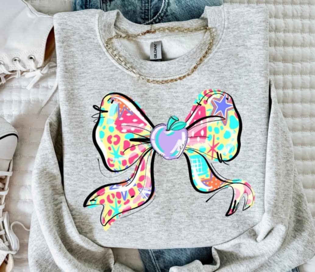 Colorful bow with apple (S&G) 96635DTF transfer