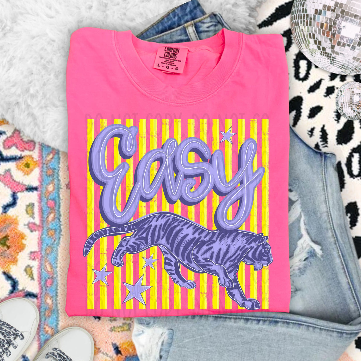 Easy tiger yellow stripes (SWD) DTF transfer