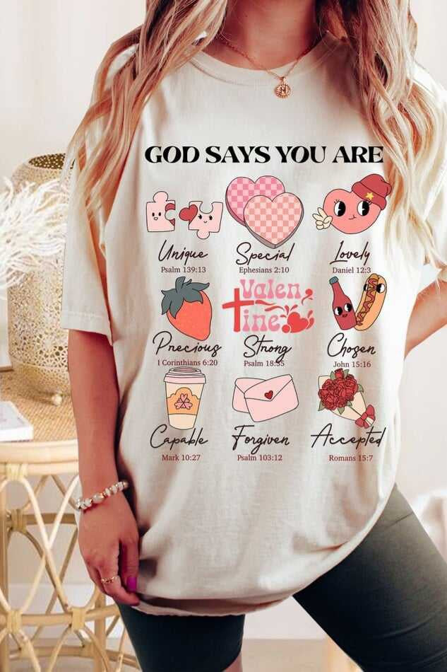 God says you are valentine items 70743 DTF transfer