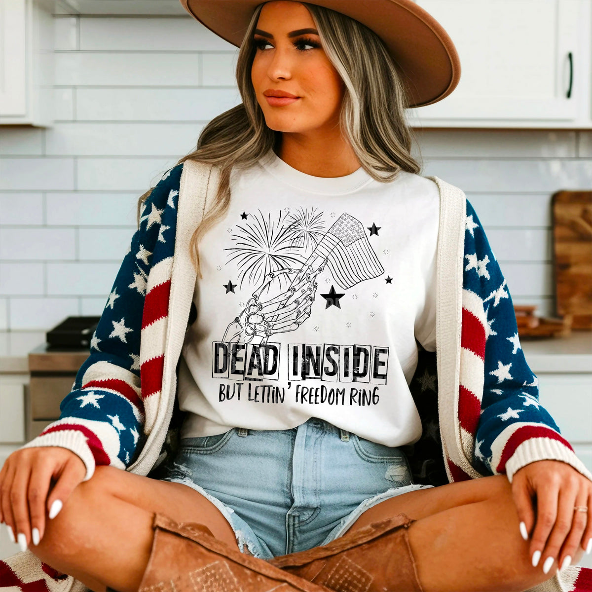 Dead inside but lettin’ freedom ring 103714 DTF transfer
