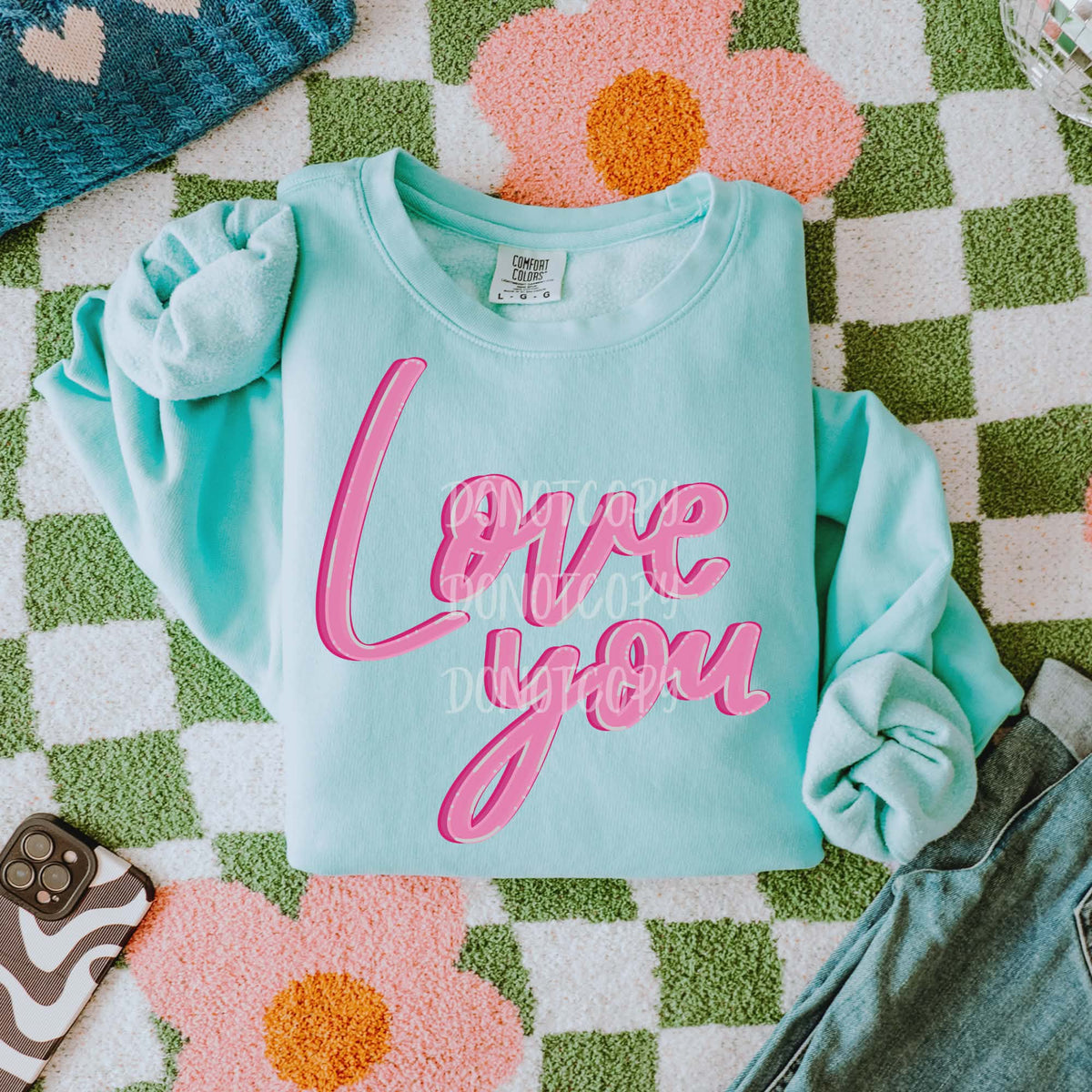 Love you pink cursive (CSG) DTF Transfer