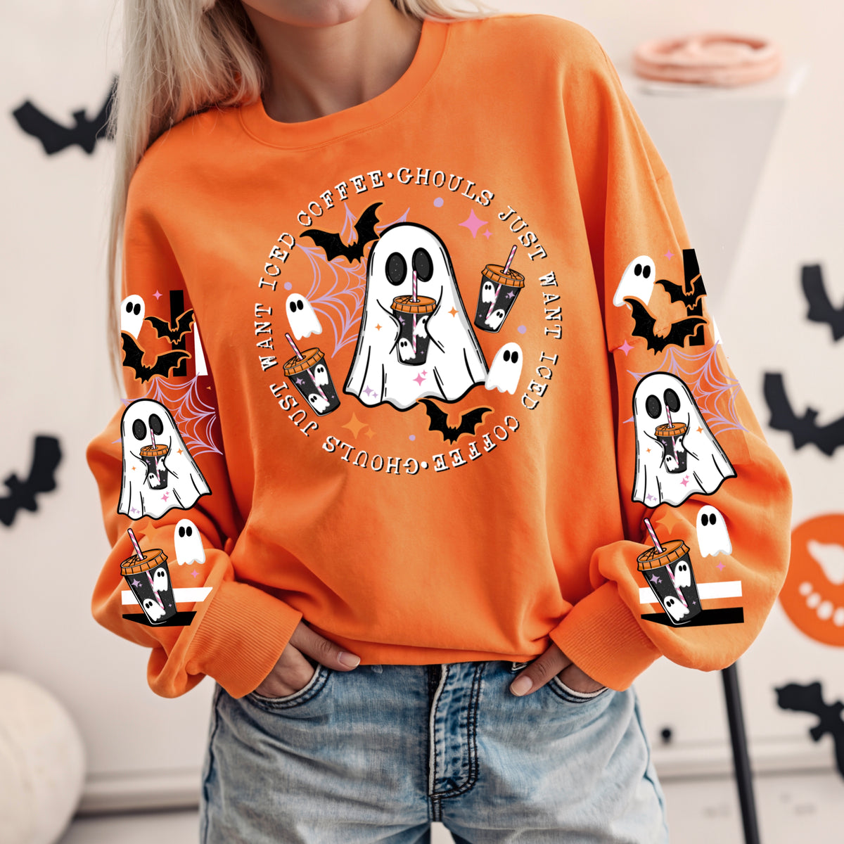 Ghouls just want Iced coffee (set of two sleeves) (csc) DTF Transfer