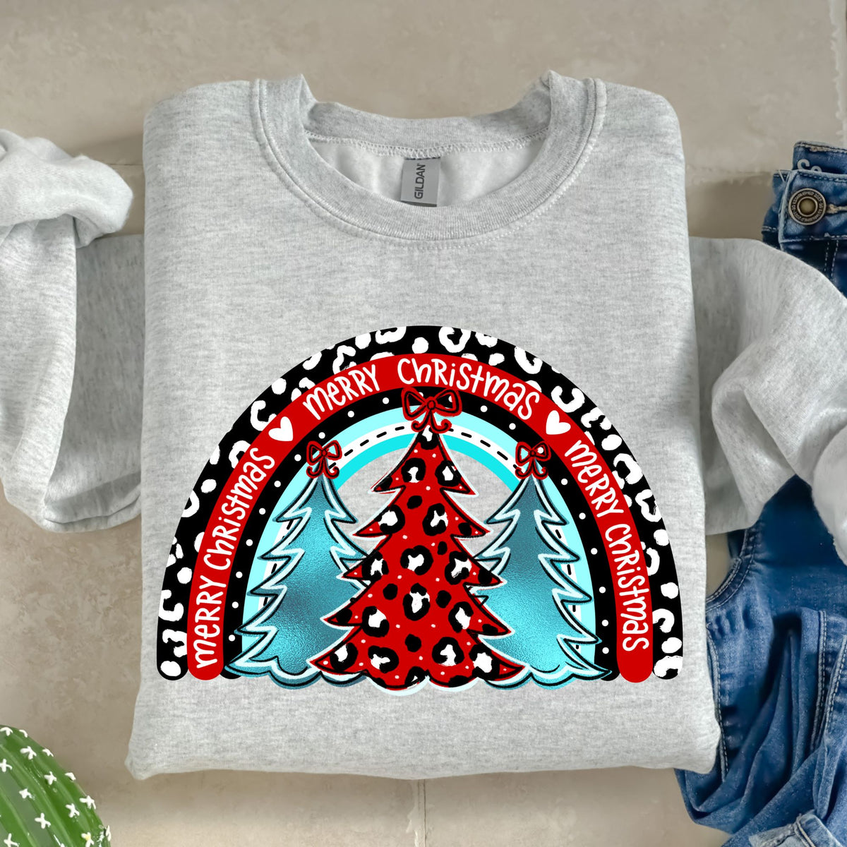 Merry Christmas Rainbow Red-38754-DTF transfer