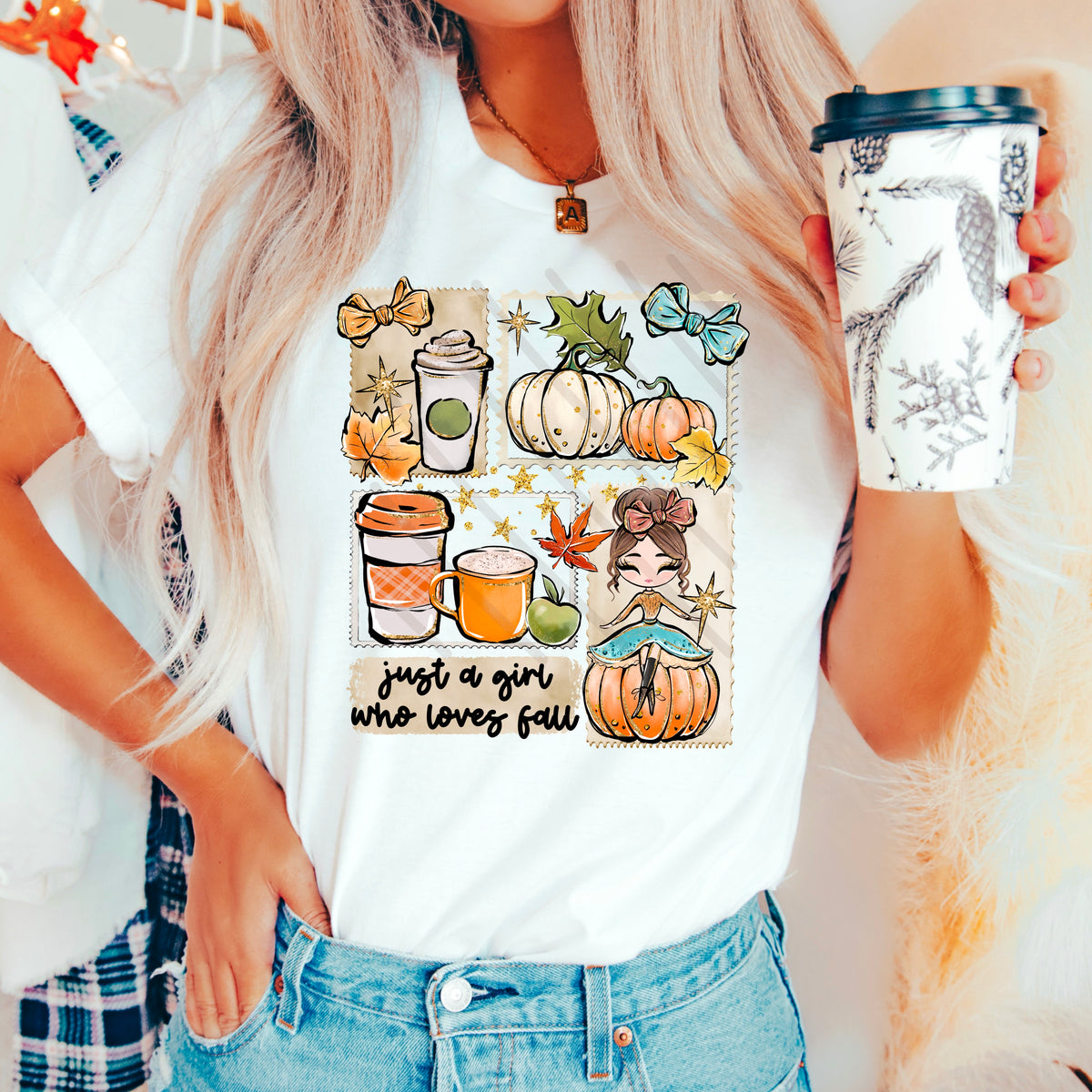 Just a girl who loves fall lighter skin tons stamps DTF transfer