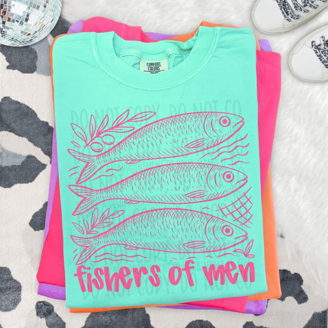 Fishers of men PINK stacked sardines (SWD) DTF Transfer