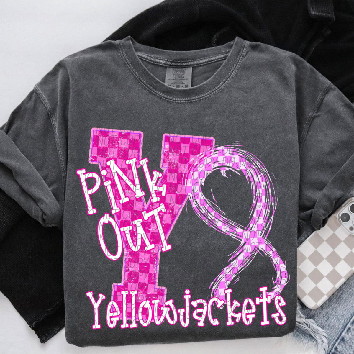 Yellow Jackets Pink Out Varsity (city) DTF Transfer