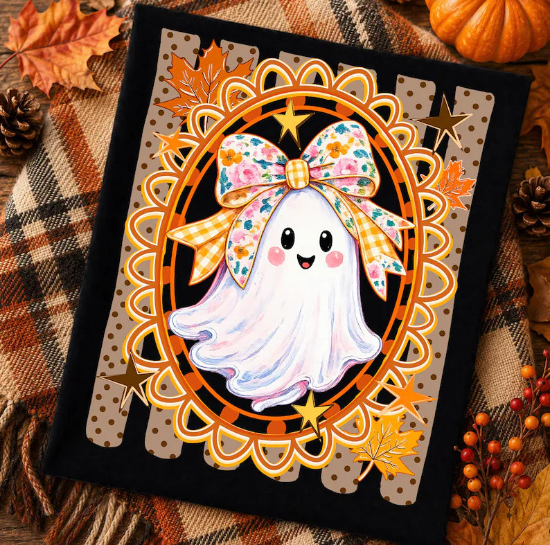 Ghosts with bows and stripes Sunday Special DTF transfer