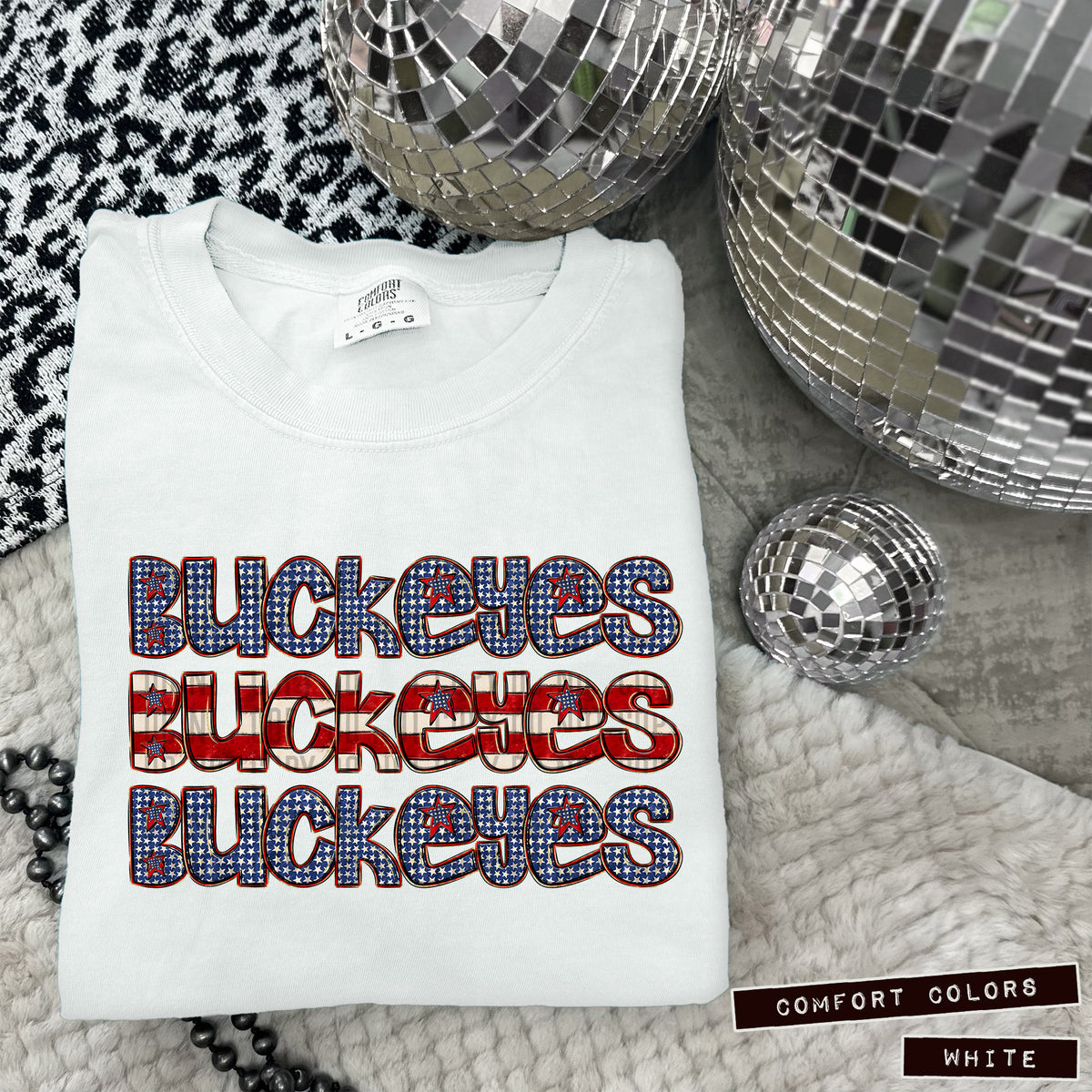 Buckeyes RWB stacked (Caplinger) DTF transfer