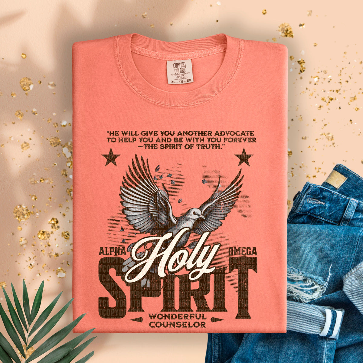 Holy Spirit bird black font 95014 DTF transfer