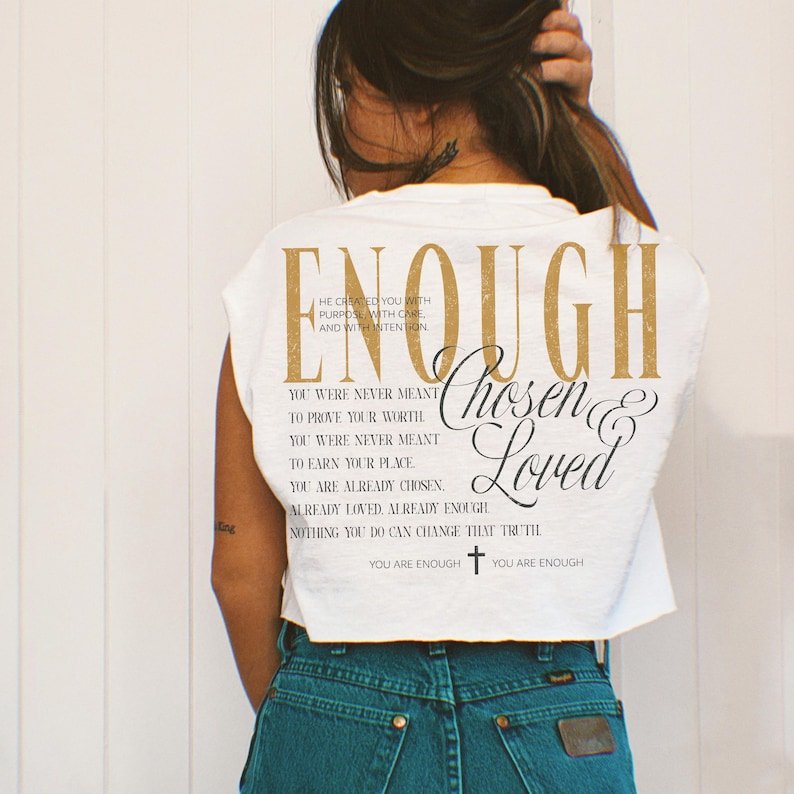 Enough gold font back print Sunday Special DTF transfer