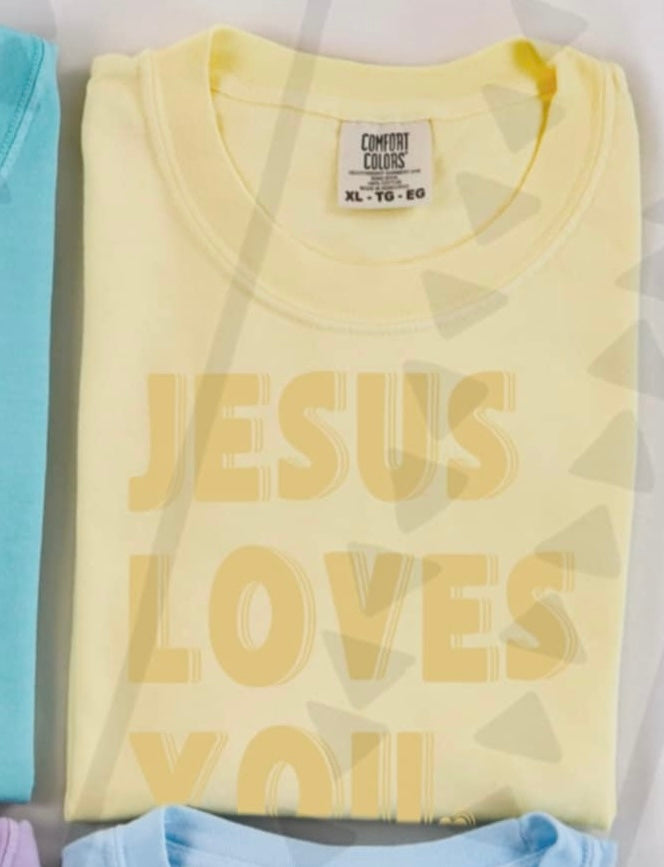 Jesus loves you yellow font (TGG) 96059 DTF transfer