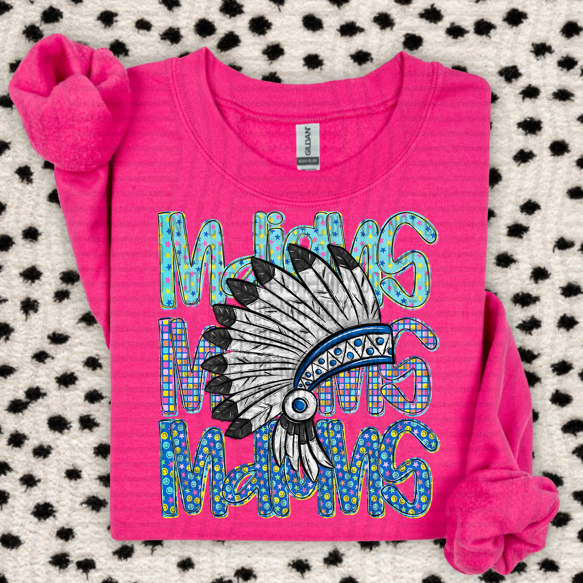 Indians blue chaos stacked (Caplinger) DTF Transfer