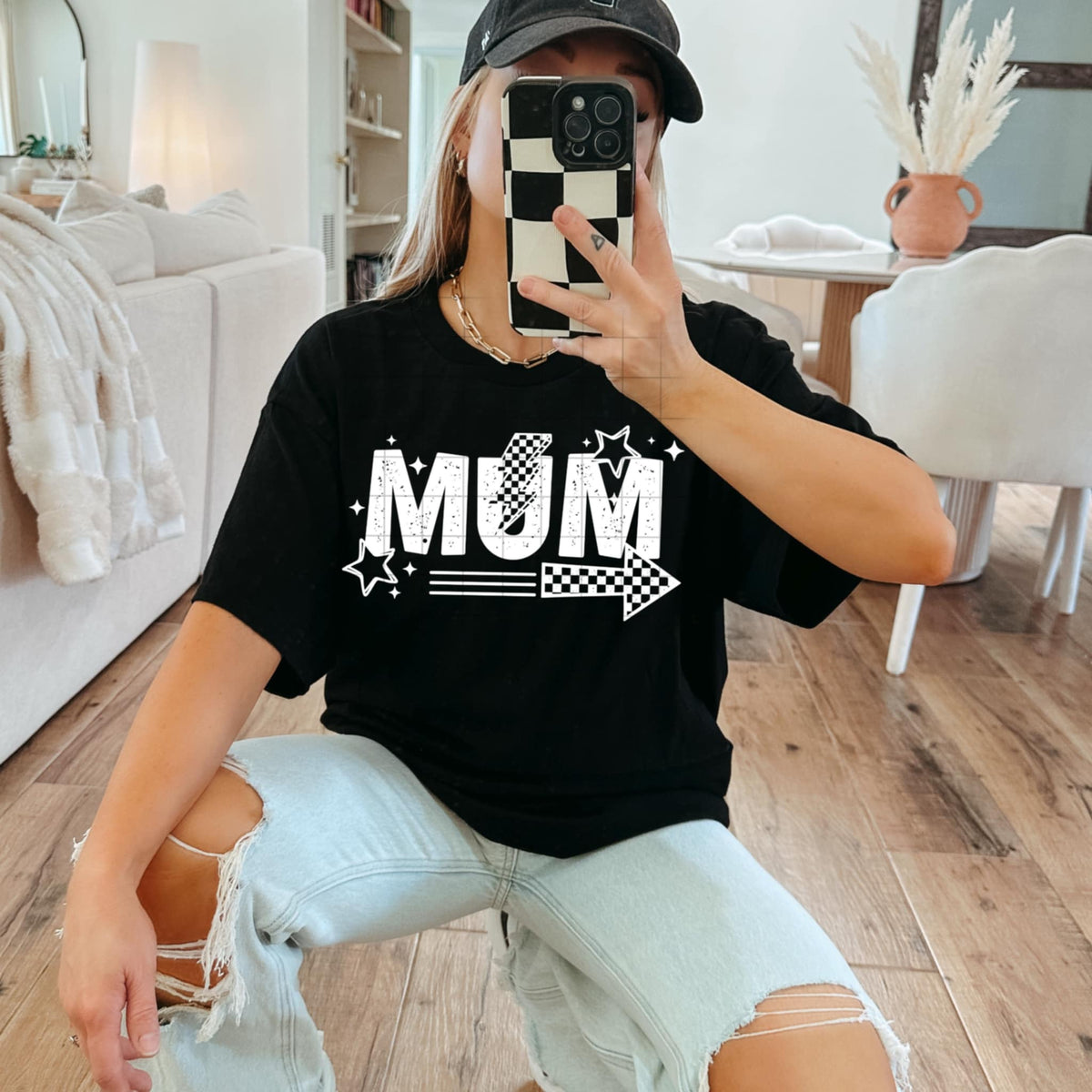 Mum with arrow WHITE (CSC) 98727 DTF transfer
